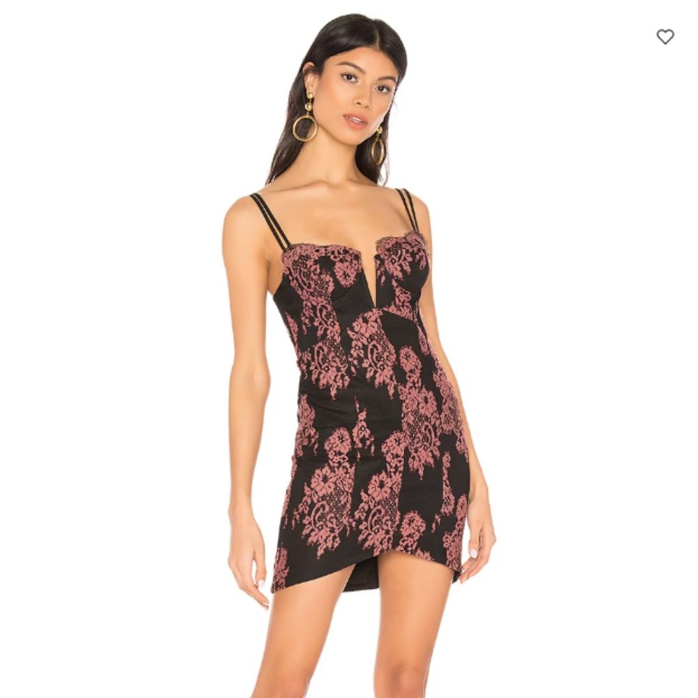 NBD Revolve Cahuenga Mini Lace Black Pink Dress